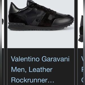 Valentino Black Leather Rockrunner Sneakers